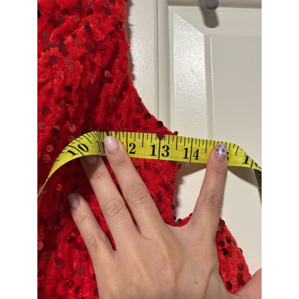 Red Sequin Party Dress Size 2 with Bow Back - Picture 6 of 10